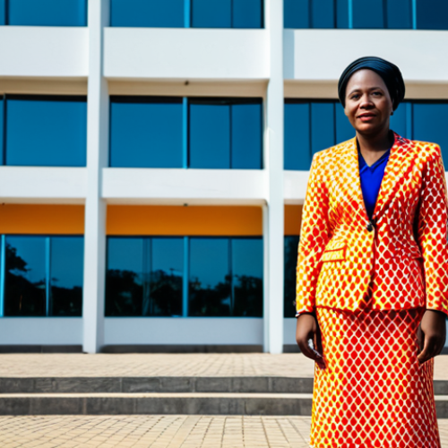 Home 6 **
"A professional Mozambican businesswoman in a modest, colorful business suit, standing in front of a modern building in Maputo, Mozambique, fully clothed, appropriate attire, safe for work, perfect anatomy, correct proportions, professional photography, high quality, bright daylight, family-friendly."
**